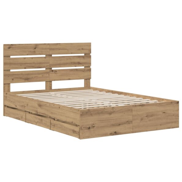 vidaXL Bed Frame with Storage and Headboard Artisan Oak 160 x 200 cm – Obrázok 2