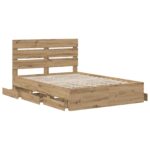 vidaXL Bed Frame with Storage and Headboard Artisan Oak 160 x 200 cm – Obrázok 3