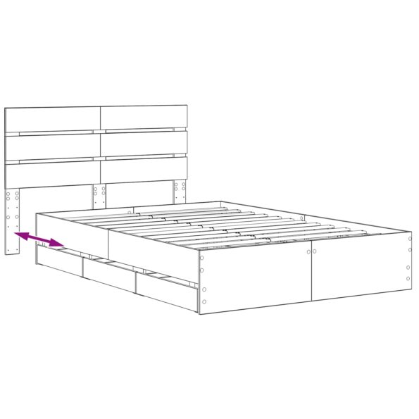 vidaXL Bed Frame with Storage and Headboard Artisan Oak 160 x 200 cm – Obrázok 8