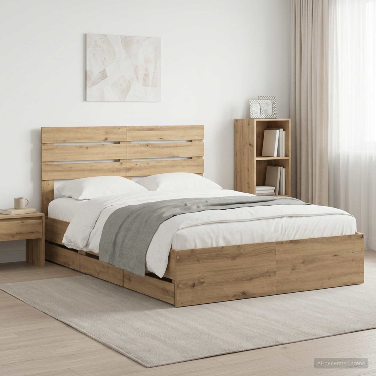 3445811_1.jpg vidaXL Bed Frame with Storage and Headboard Artisan Oak 160 x 200 cm – Obrázok 1