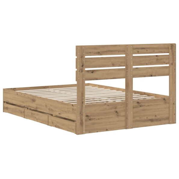 vidaXL Bed Frame with Storage and Headboard Artisan Oak 160 x 200 cm – Obrázok 5