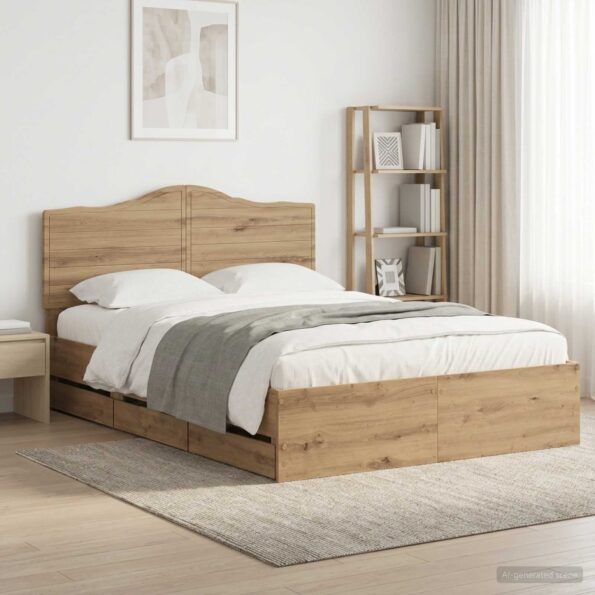 vidaXL Bed Frame with Storage and Headboard Artisan Oak 160 x 200 cm – Obrázok 10