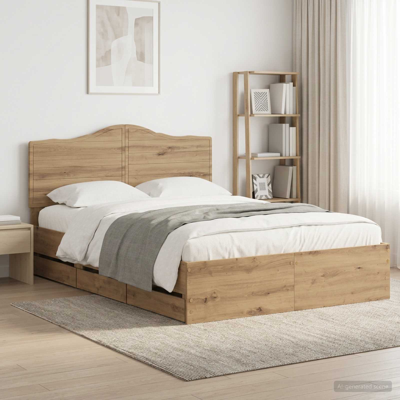 3445812_1.jpg vidaXL Bed Frame with Storage and Headboard Artisan Oak 160 x 200 cm – Obrázok 1
