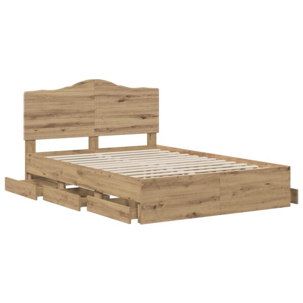 vidaXL Bed Frame with Storage and Headboard Artisan Oak 160 x 200 cm – Obrázok 3