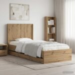 vidaXL Posteľový rám s úložným priestorom a čelom Artisan Oak – Obrázok 10