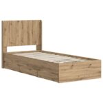 vidaXL Posteľový rám s úložným priestorom a čelom Artisan Oak – Obrázok 2