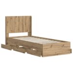 vidaXL Posteľový rám s úložným priestorom a čelom Artisan Oak – Obrázok 3