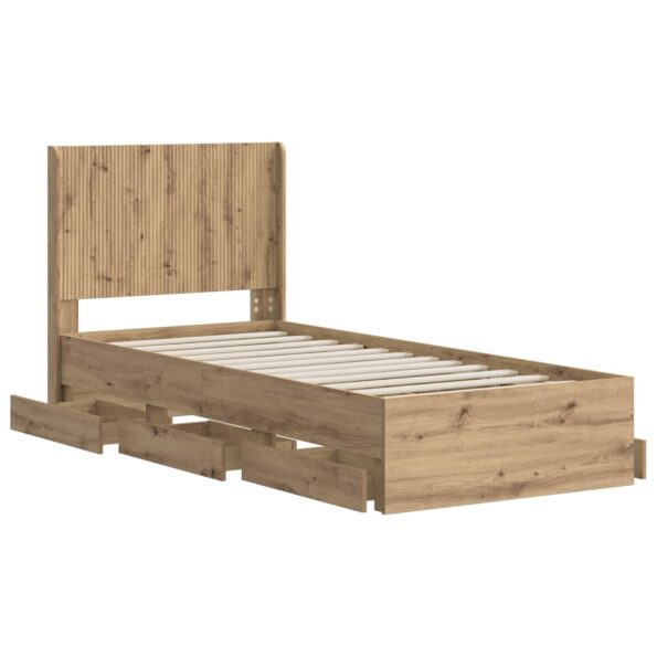 vidaXL Posteľový rám s úložným priestorom a čelom Artisan Oak – Obrázok 3