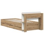 vidaXL Posteľový rám s úložným priestorom a čelom Dub artisan – Obrázok 5
