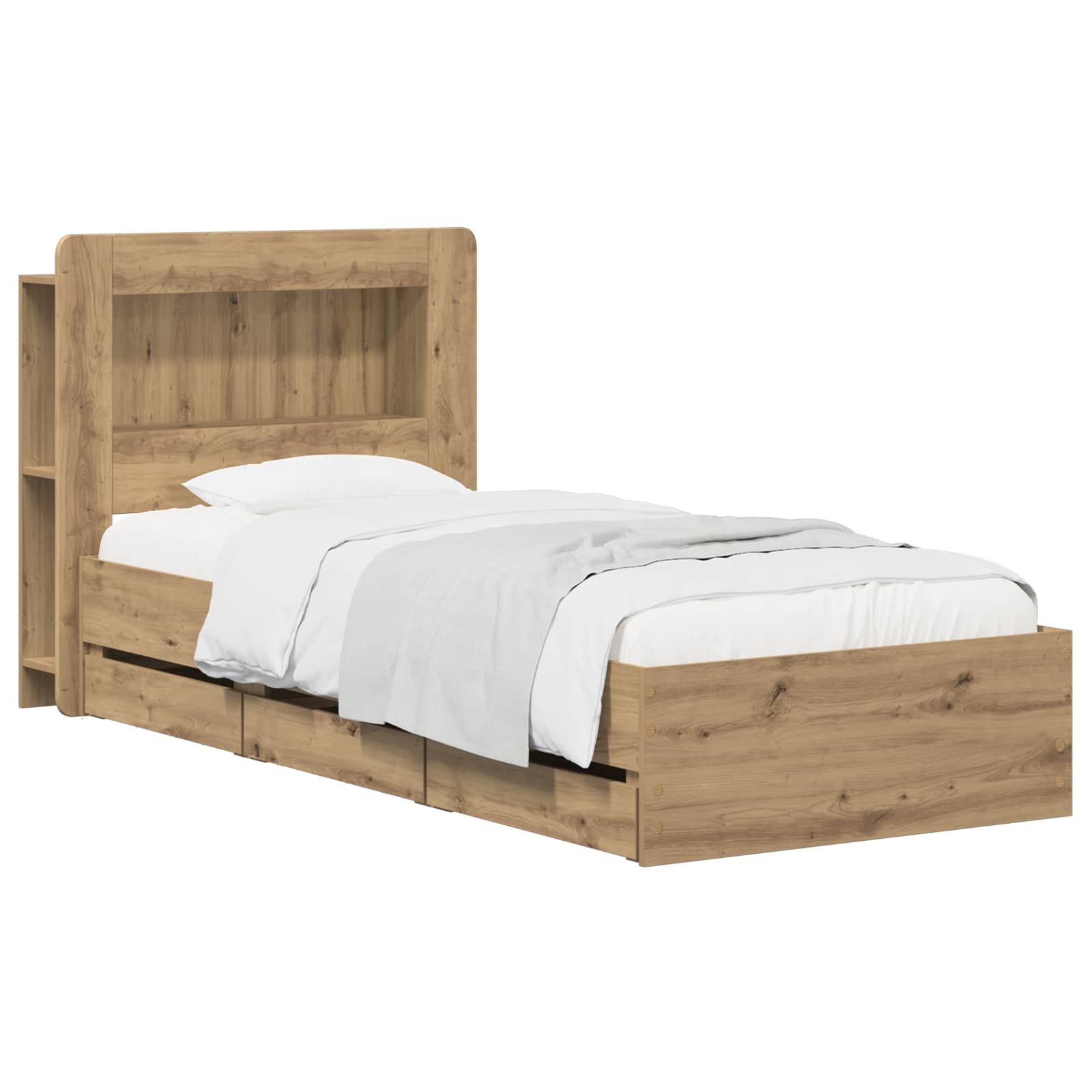 3445815_1.jpg vidaXL Posteľový rám s úložným priestorom a čelom Dub artisan – Obrázok 1