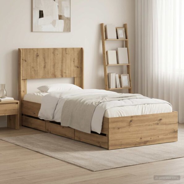 vidaXL Posteľový rám s úložným priestorom a čelom Artisan Oak – Obrázok 10