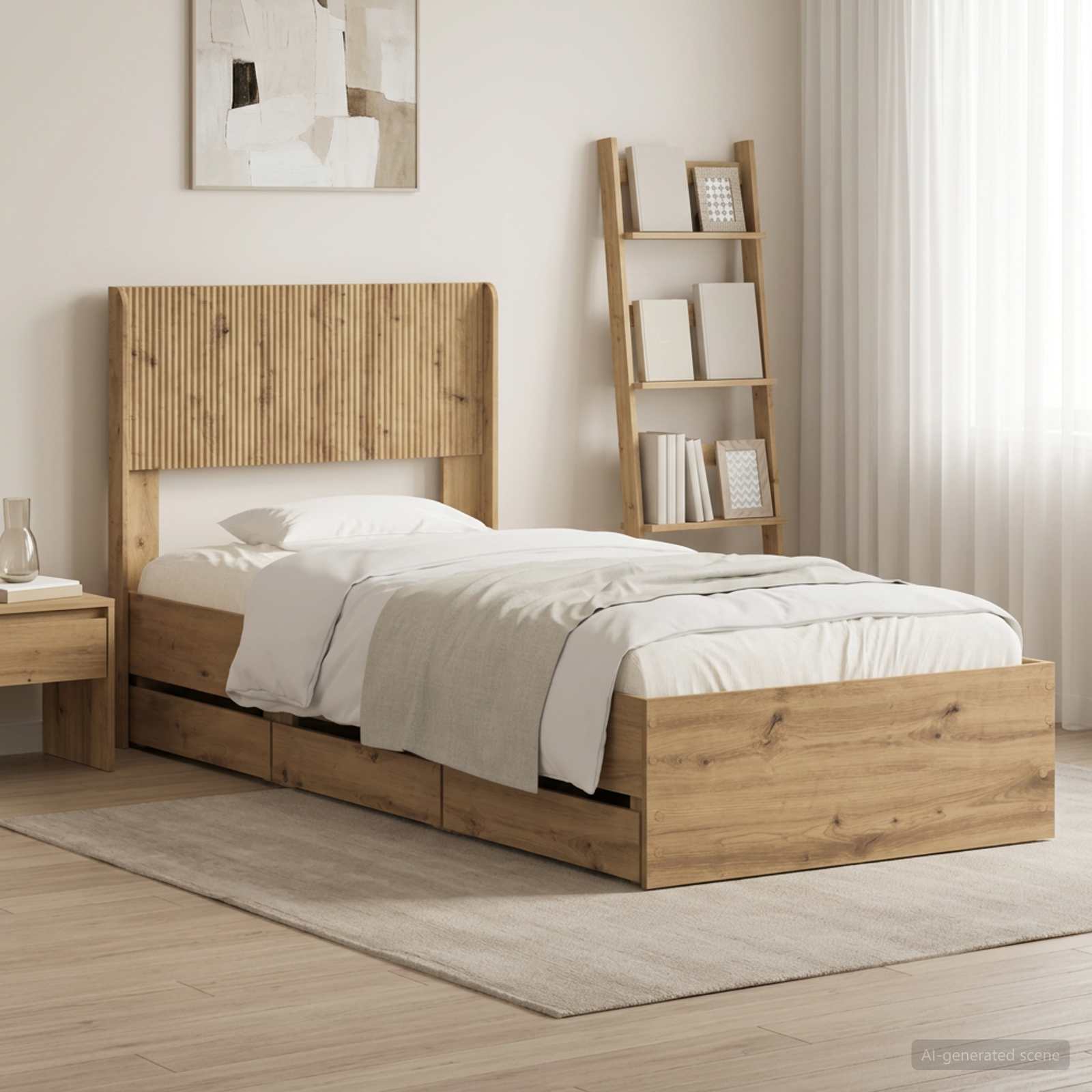 3445817_1.jpg vidaXL Posteľový rám s úložným priestorom a čelom Artisan Oak – Obrázok 1