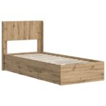 vidaXL Posteľový rám s úložným priestorom a čelom Artisan Oak – Obrázok 2
