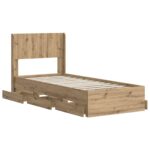 vidaXL Posteľový rám s úložným priestorom a čelom Artisan Oak – Obrázok 3