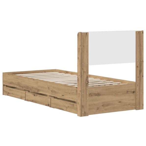 vidaXL Posteľový rám s úložným priestorom a čelom Artisan Oak – Obrázok 5