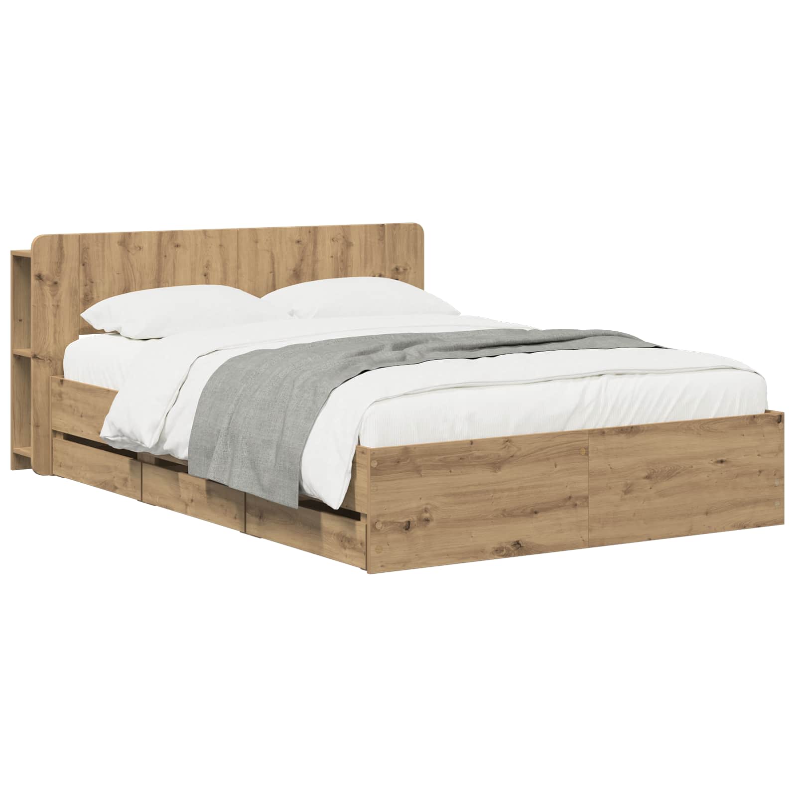 3445820_1.jpg vidaXL Posteľový rám s úložným priestorom a čelom Dub artisan – Obrázok 1