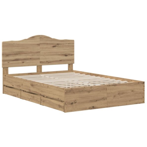 vidaXL Bed Frame with Storage and Headboard Artisan Oak 140 x 190 cm – Obrázok 2