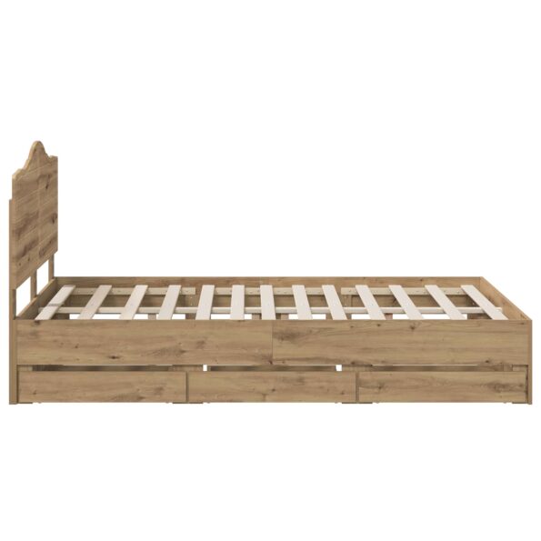 vidaXL Bed Frame with Storage and Headboard Artisan Oak 140 x 190 cm – Obrázok 4
