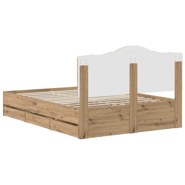 vidaXL Bed Frame with Storage and Headboard Artisan Oak 140 x 190 cm – Obrázok 5