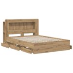 vidaXL Posteľový rám s úložným priestorom a čelom Dub artisan – Obrázok 3