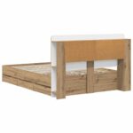 vidaXL Posteľový rám s úložným priestorom a čelom Dub artisan – Obrázok 5