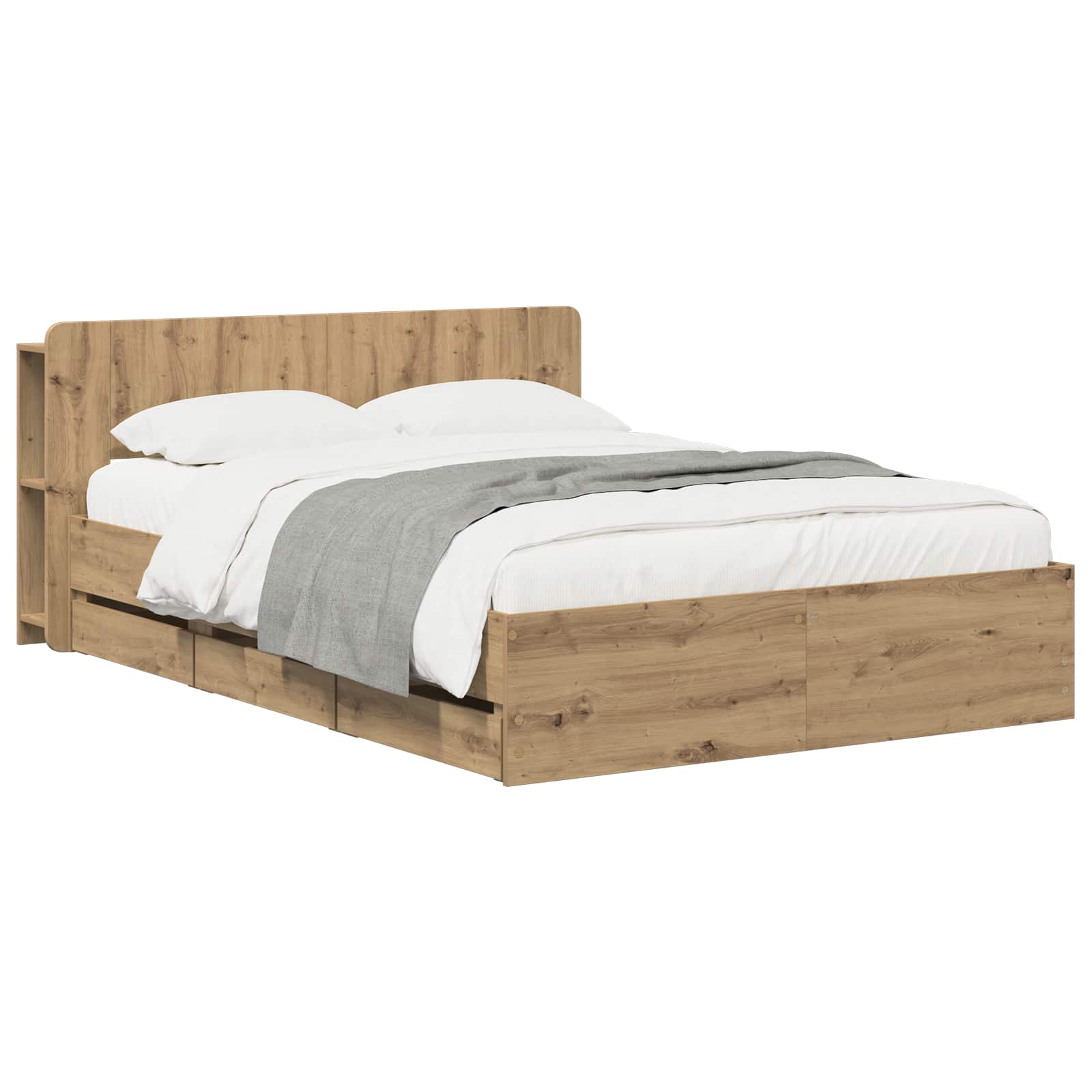 3445823_1.jpg vidaXL Posteľový rám s úložným priestorom a čelom Dub artisan – Obrázok 1