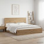 vidaXL Bed Frame with Storage and Headboard Artisan Oak 180 x 200 cm – Obrázok 10