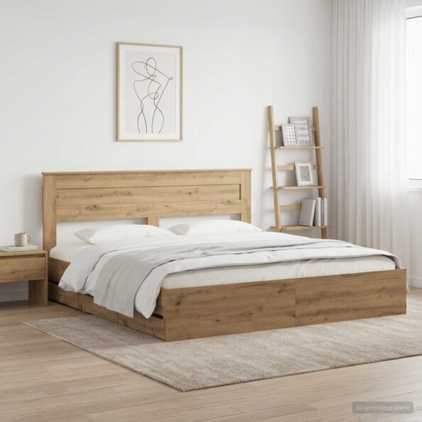 vidaXL Bed Frame with Storage and Headboard Artisan Oak 180 x 200 cm – Obrázok 10