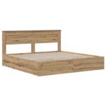 vidaXL Bed Frame with Storage and Headboard Artisan Oak 180 x 200 cm – Obrázok 2