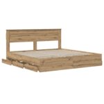 vidaXL Bed Frame with Storage and Headboard Artisan Oak 180 x 200 cm – Obrázok 3