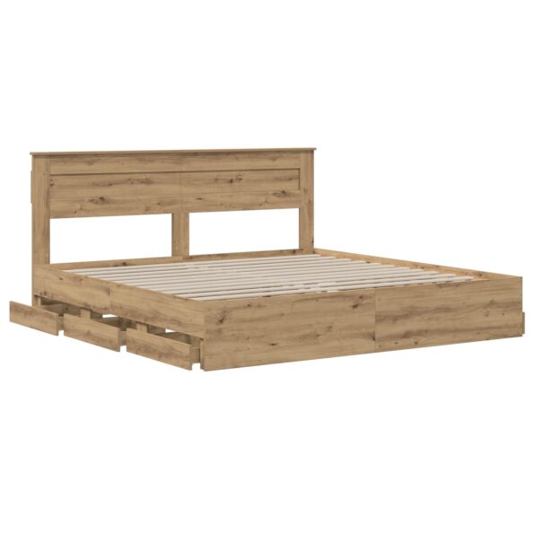 vidaXL Bed Frame with Storage and Headboard Artisan Oak 180 x 200 cm – Obrázok 3