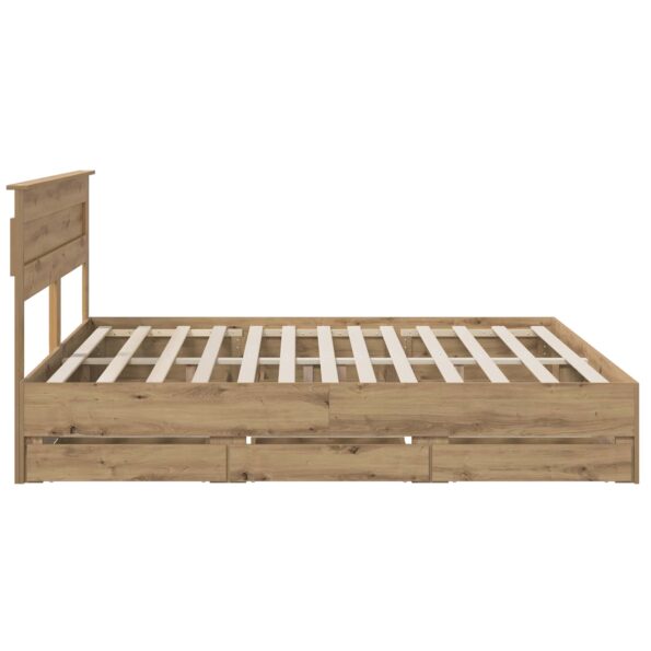 vidaXL Bed Frame with Storage and Headboard Artisan Oak 180 x 200 cm – Obrázok 4