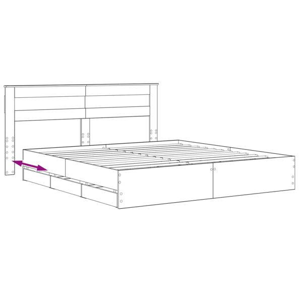 vidaXL Bed Frame with Storage and Headboard Artisan Oak 180 x 200 cm – Obrázok 8