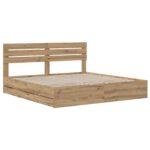 vidaXL Bed Frame with Storage and Headboard Artisan Oak 180 x 200 cm – Obrázok 2
