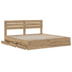 vidaXL Bed Frame with Storage and Headboard Artisan Oak 180 x 200 cm – Obrázok 3