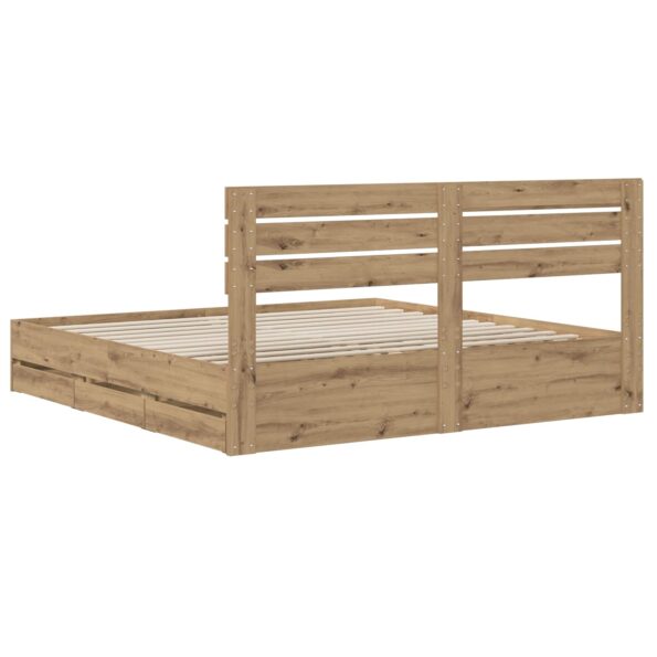 vidaXL Bed Frame with Storage and Headboard Artisan Oak 180 x 200 cm – Obrázok 5