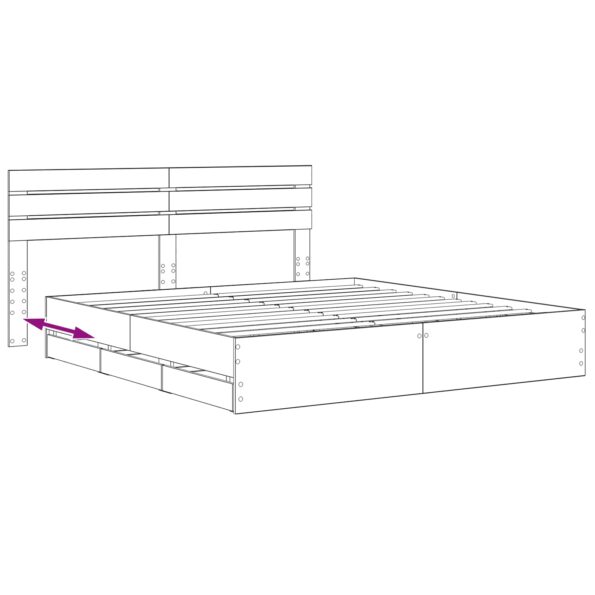 vidaXL Bed Frame with Storage and Headboard Artisan Oak 180 x 200 cm – Obrázok 8