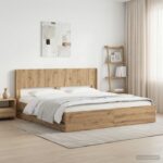 vidaXL Posteľový rám s úložným priestorom a čelom Artisan Oak – Obrázok 10