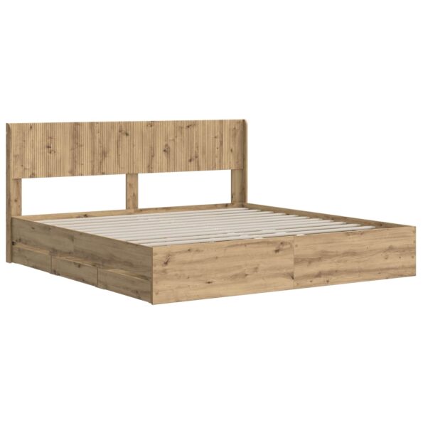 vidaXL Posteľový rám s úložným priestorom a čelom Artisan Oak – Obrázok 2