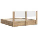 vidaXL Posteľový rám s úložným priestorom a čelom Artisan Oak – Obrázok 5