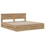vidaXL Bed Frame with Storage and Headboard Artisan Oak 180 x 200 cm – Obrázok 2