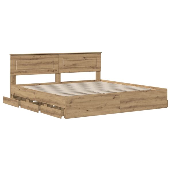 vidaXL Bed Frame with Storage and Headboard Artisan Oak 180 x 200 cm – Obrázok 3