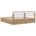 vidaXL Bed Frame with Storage and Headboard Artisan Oak 180 x 200 cm – Obrázok 5