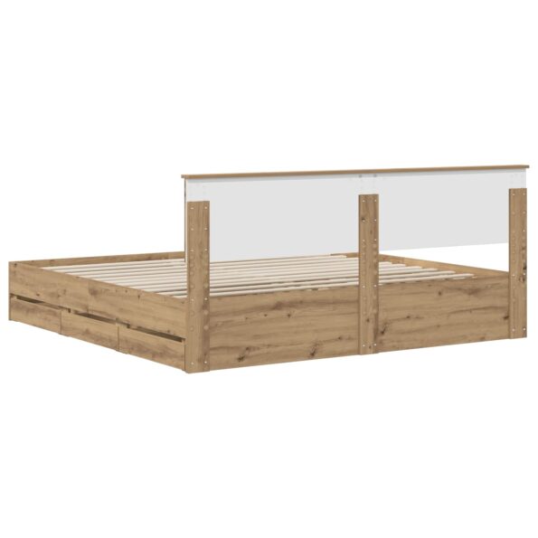 vidaXL Bed Frame with Storage and Headboard Artisan Oak 180 x 200 cm – Obrázok 5