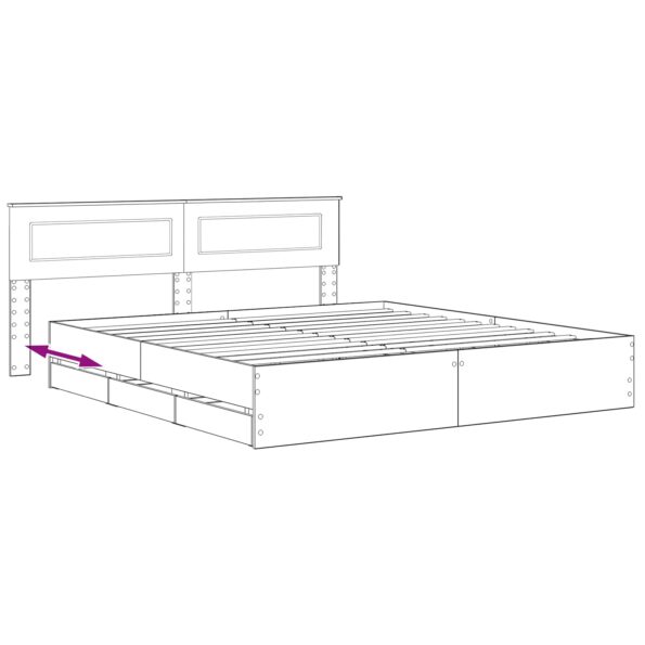 vidaXL Bed Frame with Storage and Headboard Artisan Oak 180 x 200 cm – Obrázok 8