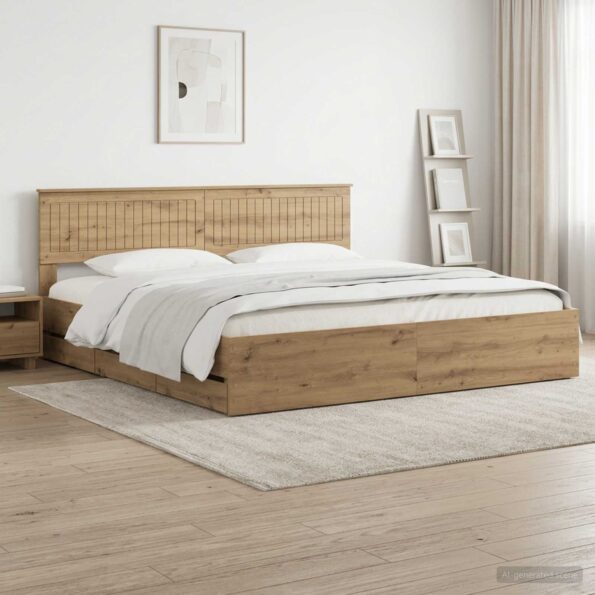 vidaXL Bed Frame with Storage and Headboard Artisan Oak 180 x 200 cm – Obrázok 10
