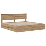 vidaXL Bed Frame with Storage and Headboard Artisan Oak 180 x 200 cm – Obrázok 2