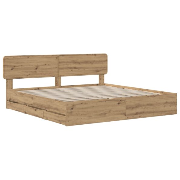 vidaXL Bed Frame with Storage and Headboard Artisan Oak 180 x 200 cm – Obrázok 2