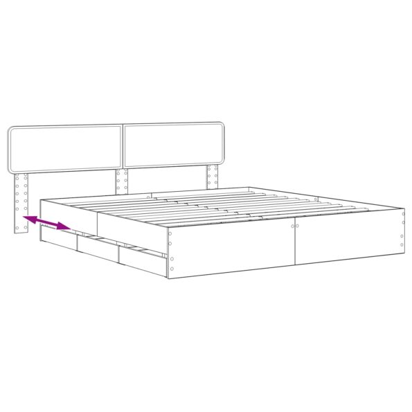 vidaXL Bed Frame with Storage and Headboard Artisan Oak 180 x 200 cm – Obrázok 8
