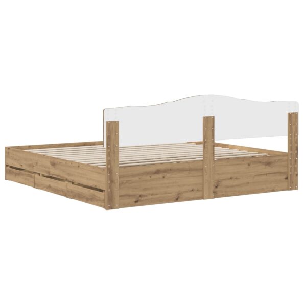 vidaXL Bed Frame with Storage and Headboard Artisan Oak 180 x 200 cm – Obrázok 5